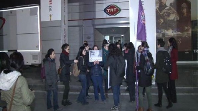 Aile Bakanı Ramazanoğlu na TRT önünde protesto