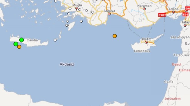 Akdeniz de 4,5 büyüklüğünde deprem