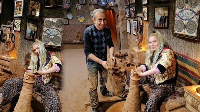Aleyna Tilki, Kapadokya da çömlek yaptı