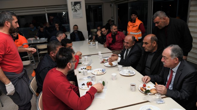 Başkan Arslan dan şantiye işçileriyle kahvaltı