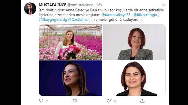 Başkan İnce’den İzmir’in kadın başkanlarına anneler günü jesti