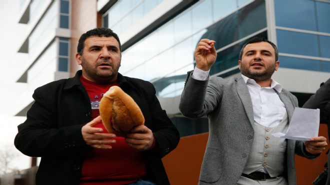Bayraklı Belediyesi önünde ekmekli protesto