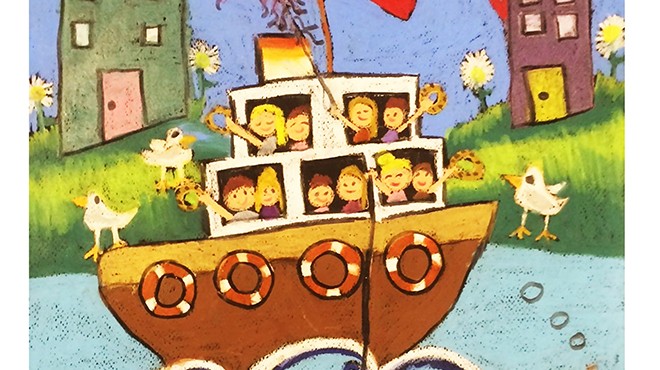 Çocuklar denizde yolculuğu çizecek