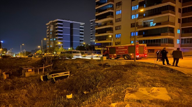 Denizli'de devrilen otomobilin sürücüsü yaralandı