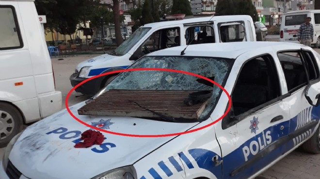 İncirliova karıştı: Polis arabasının üstüne mazgal bile attılar!