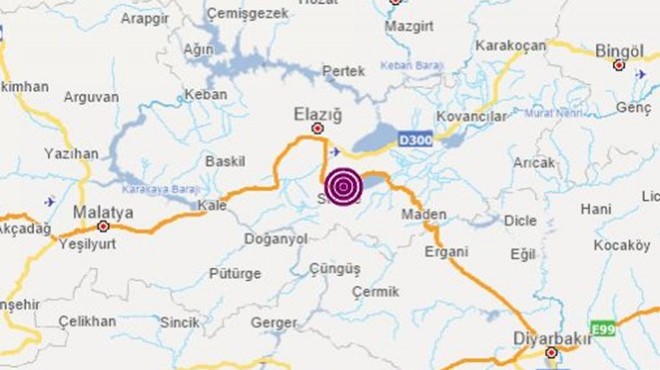 Elazığ da 4,5 ve 4,3 büyüklüğünde iki deprem