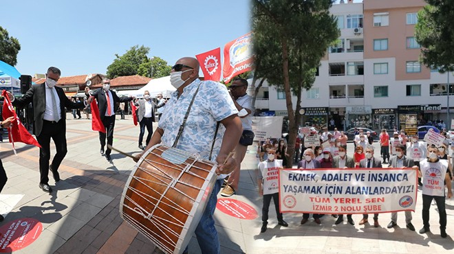 Gaziemir’de sendikalar sokakta: İşçiler başkanla kutlamada, memurlar protestoda!