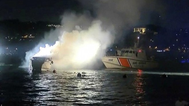 İstanbul Boğazı nda tekne yangını