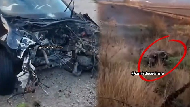 İzmir’de feci kaza… Arabanın motoru uçtu!