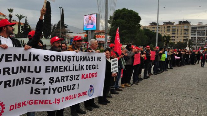 İzmir de hükümlü işçilerden insan zinciri!
