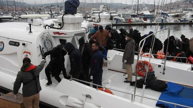İzmir de kaçak göçmen operasyonu: 55 gözaltı