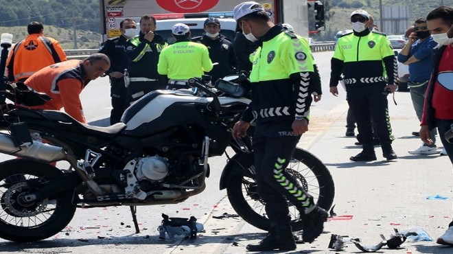 İzmir de kamyona çarpan trafik polisi ağır yaralandı
