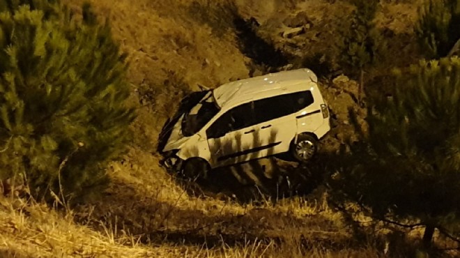 İzmir de kaza: 20 metreden uçuruma düştü