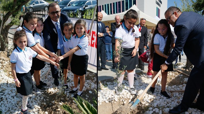 İzmir de okullara zeytin fidanlı açılış