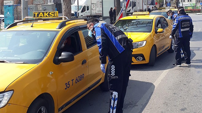 İzmir de taksilere virüs denetimi