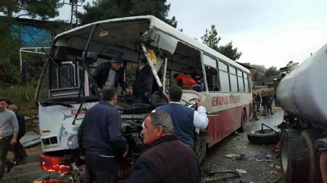 İzmir’de vidanjörle işçi servisi çarpıştı: 1 ölü, 21 yaralı