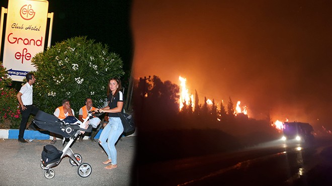 İzmir in iki ilçesinde yangın kabusu: Oteller tahliye edildi, yollar kapandı