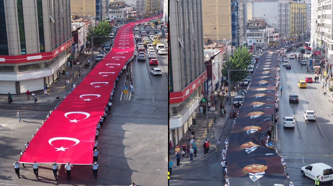 İzmir şu an! Dev bayrak açıldı…