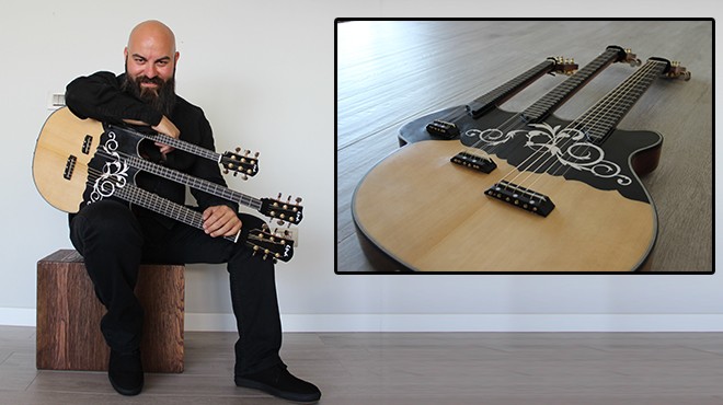 İzmirli müzisyen gitar, buzuki ve curayı tek enstrümanda birleştirdi