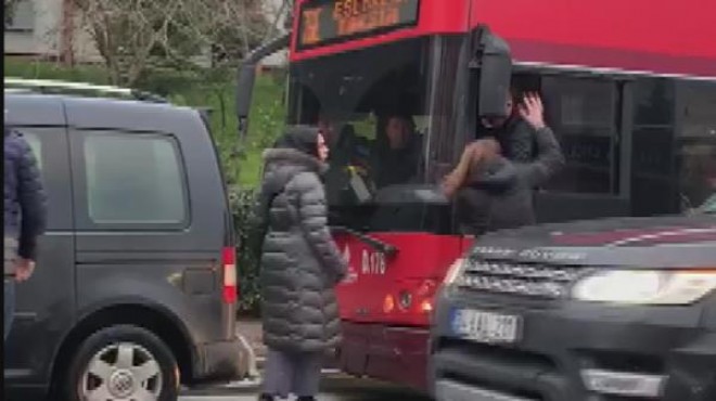Kadınlarla otobüs şoförü birbirine girdi