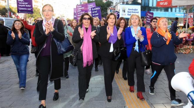Karabağlar kadına şiddet karşı yürüdü