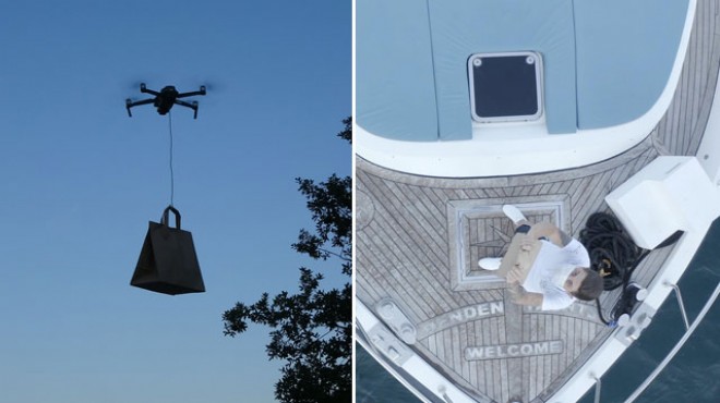 Lüks yatlara drone ile paket servisi
