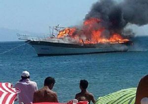 Tur teknesi alev alev yandı 