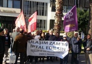 Büyükşehir önünde ulaşıma zam protestosu 