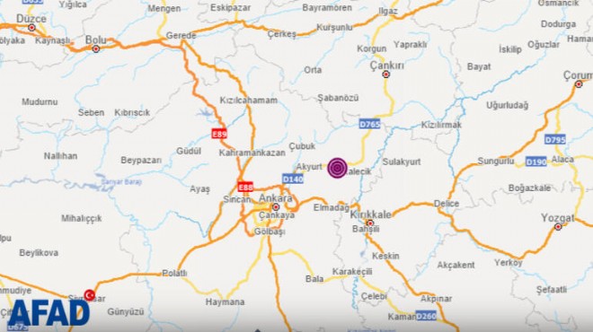 Ankara da 3,8 büyüklüğünde deprem