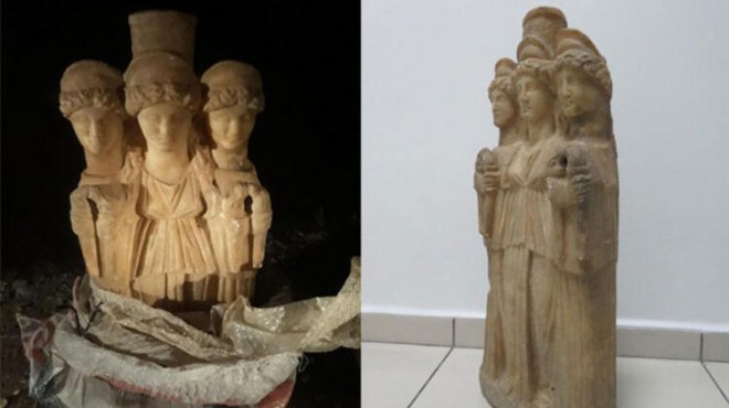 Bagajdan Roma dönemine ait kadın heykeli çıktı