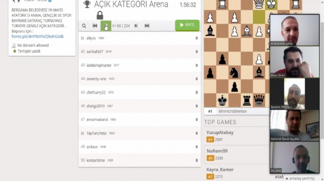 Bergama da 19 Mayıs anısına online satranç turnuvası