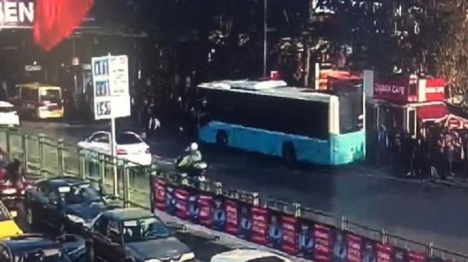 Beşiktaş ta otobüs durağa böyle daldı!
