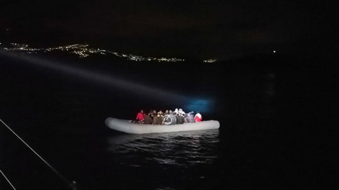Bodrum da lastik botta 33 kaçak göçmen yakalandı