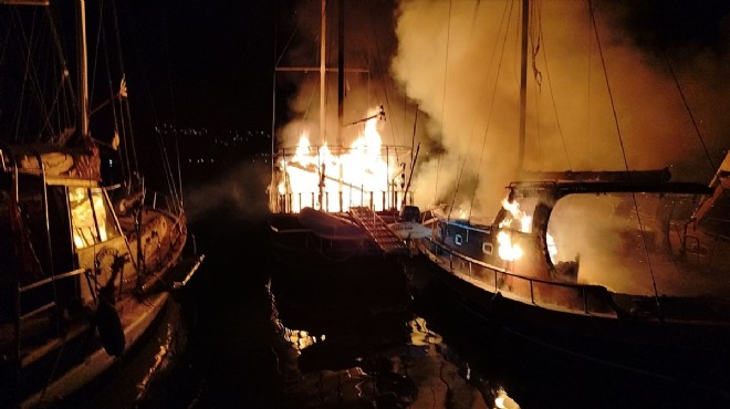 Bodrum da tekneler alev alev yandı!