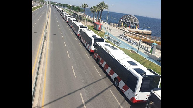 Görkemli konvoy... 364 yerli otobüs İzmir sokaklarında!