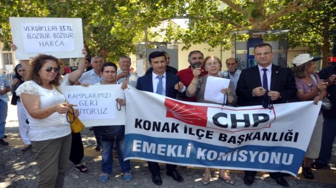 CHP Konak’tan tespihli emekli maaşı protestosu