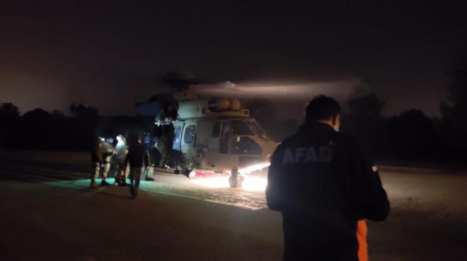 Dağda mahsur kalan kişi helikopterle kurtarıldı