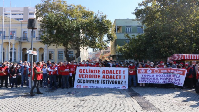 DİSK İzmir de eylemde: Asgari ücretten vergi kesilmesin!