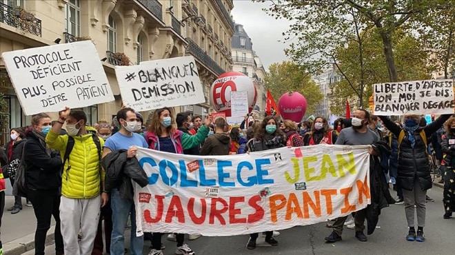 Fransa da öğretmenlerden korona protestosu!