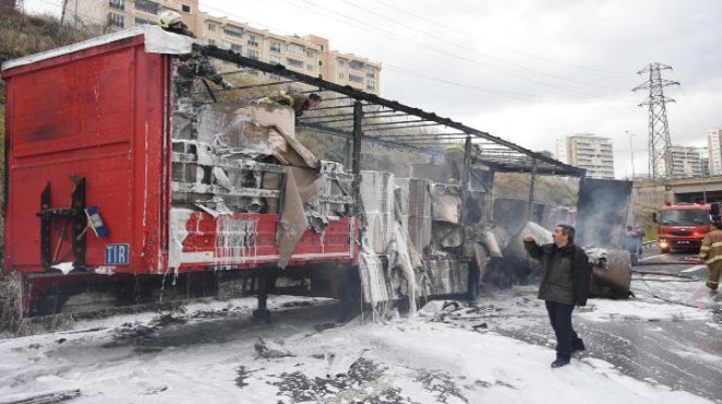 İzmir de çevre yolunda korkutan yangın
