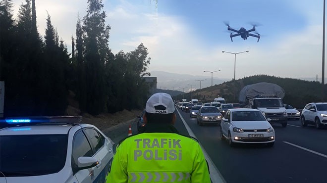 İzmir de dronelu trafik denetimi: 65 sürücüye ceza!
