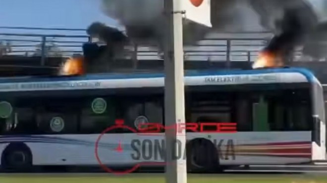 İzmir de faciaya kıl payı... Otobüs alev topu!