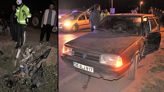 İzmir de feci kaza... Motosikletle otomobil çarpıştı!