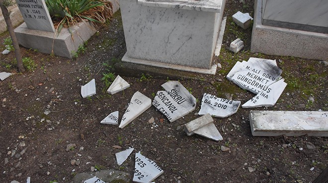 İzmir de mezarlığa çirkin saldırı