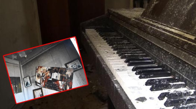 İzmir de tarihi handa yangın: Piyano kursundan geriye hüzün kaldı