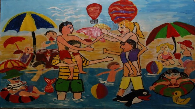 İzmir in çocukları denizde eğlenceyi çizdi