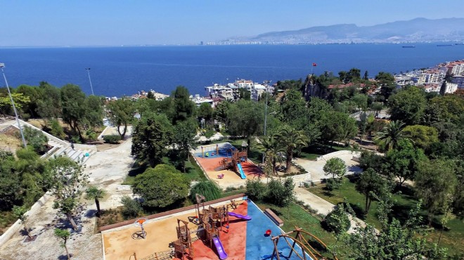 İzmir in tarihi parkına Büyükşehir den  yeşil takviye 