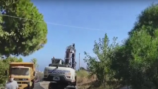 Karaburun Belediyesi nin ağaç kesimine vatandaşlardan tepki