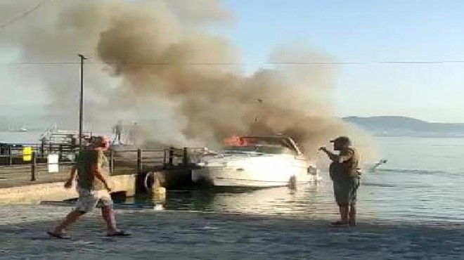 Korku dolu dakikalar: Tekne alev alev yandı