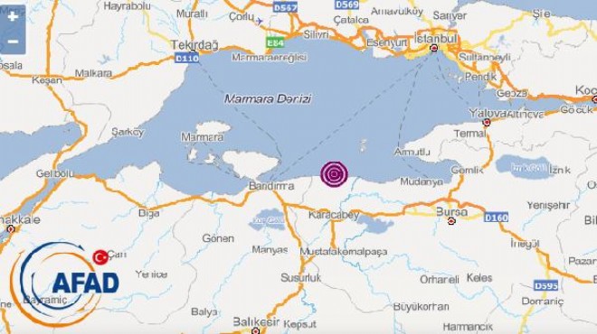 Marmara Denizi nde 3.9 büyüklüğünde deprem